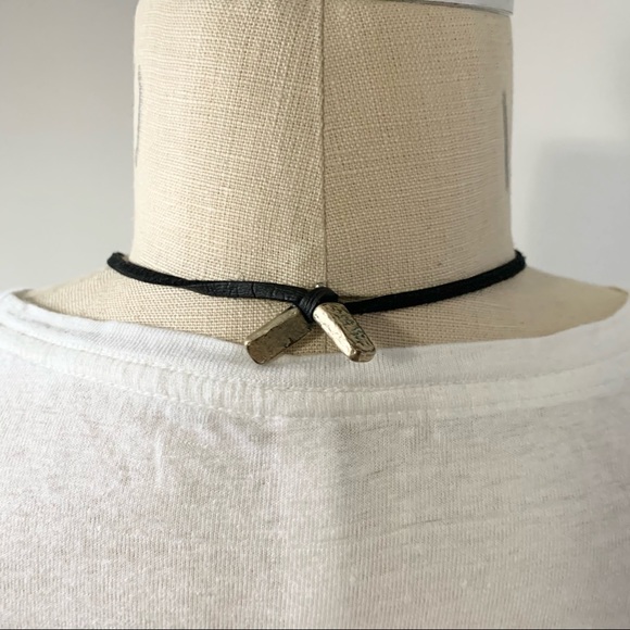 Goldtone Black Suede Adjustable Choker Necklace - Picture 9 of 11